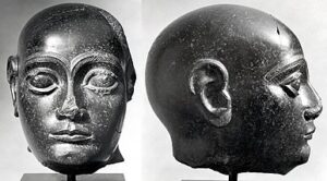 Head_of_Gudea_(Metropolitan_Museum_of_Art) - Sculpture of the head of Sumerian ruler Gudea, c. 2150 BC.